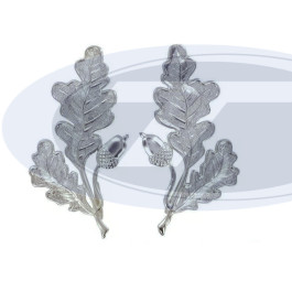 Krageneichenlaub, groß, silber  (Paar)