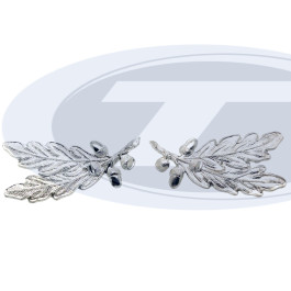 Krageneichenlaub, 2 Blätter, 2 Eicheln, versilbert  (Paar)