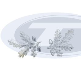 Krageneichenlaub, 4 Blätter, Eicheln silber