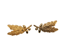 Krageneichenlaub, 2 Blätter, 2 Eicheln, vergoldet  (Paar)