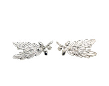 Krageneichenlaub, 2 Blätter, 2 Eicheln, versilbert  (Paar)