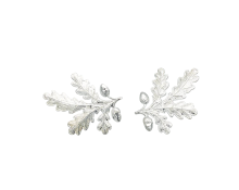 Krageneichenlaub, 4 Blätter, Eicheln silber