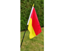 Stockfahne rot-gelb mit holzstab